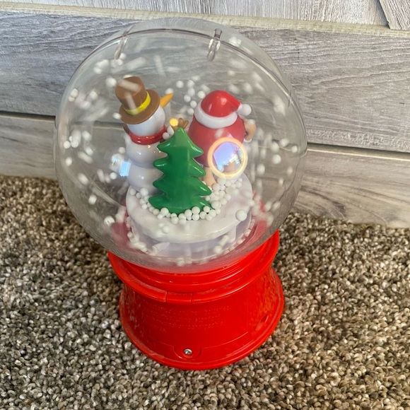 M&M's Musical Lights Snow Globe With Red Character And Frosty Snowman Waterless - Picture 11 of 13